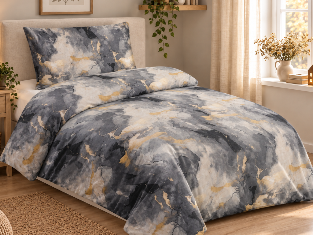 Jahu Povlečení mikroplyš 140x200 + 70x90 cm - Mramor šedý