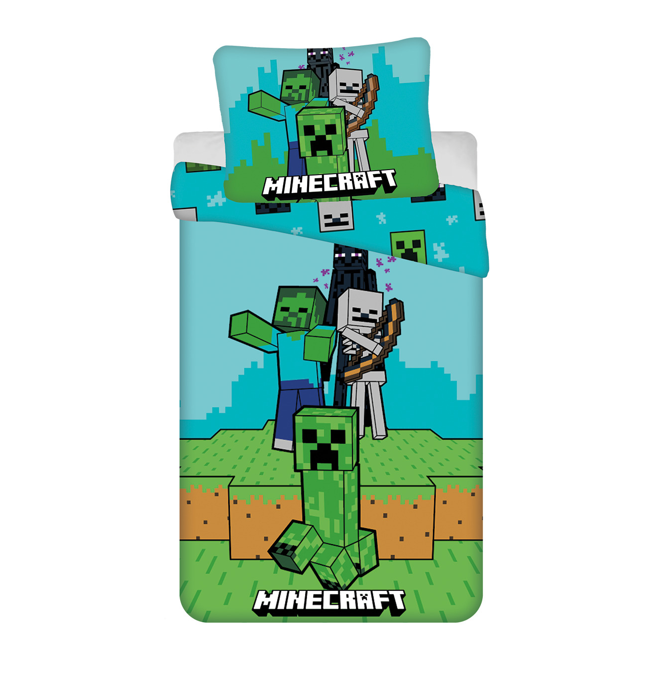 Jerry Fabrics Bavlněné povlečení 140x200 + 70x90 cm - Minecraft " Mobs here"