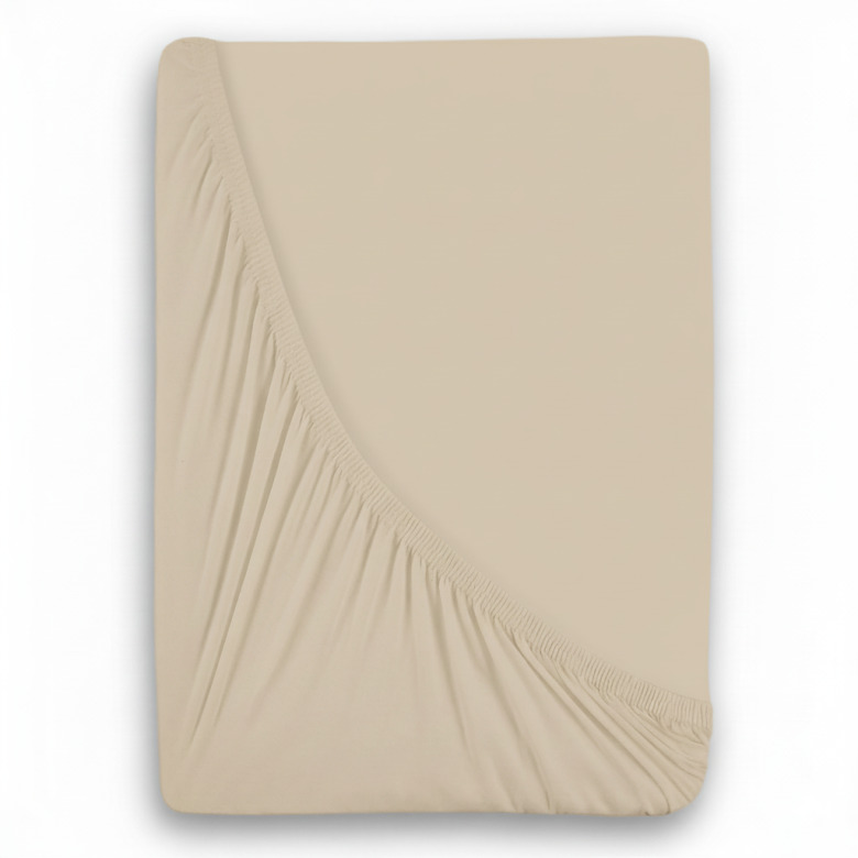 Kvalitex Luxusní bavlněné JERSEY prostěradlo s lycrou 140x200 cm - světle béžová