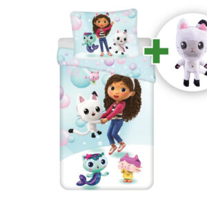 Sada povlečení z mikrovlákna Gabby's Dollhouse "bubbles" + plyšová hračka