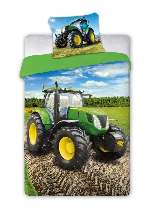 FARO Bavlněné povlečení 140x200 + 70x90 cm - Zelený traktor