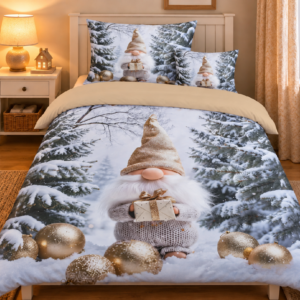 Jahu Vánoční povlečení z mikrovlákna 140x200 + 70x90 + 45x45 cm - Skřítek Zlaťáček