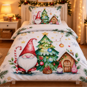 Jahu Vánoční povlečení z mikrovlákna 140x200 + 70x90 + 45x45 cm - Skřítek s holí