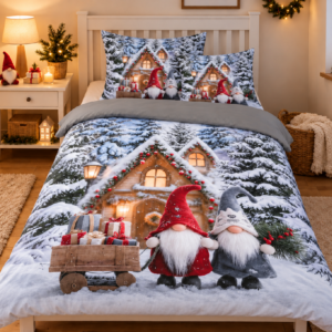 Jahu Vánoční povlečení z mikrovlákna 140x200 + 70x90 + 45x45 cm - Skřítkova nadílka