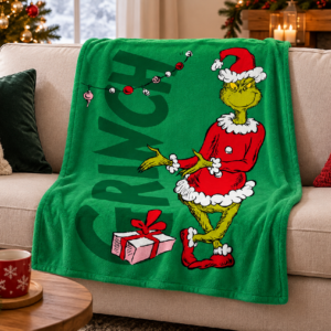 Jerry Fabrics Deka mikroflanel 100x150 cm - Grinch "Presents"