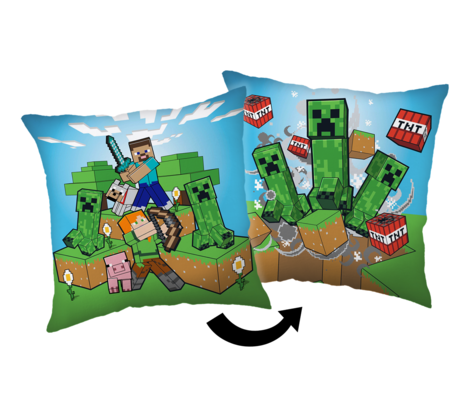 Jerry Fabrics Dekorační polštářek 40x40 cm - Minecraft "Creeper rush 02"