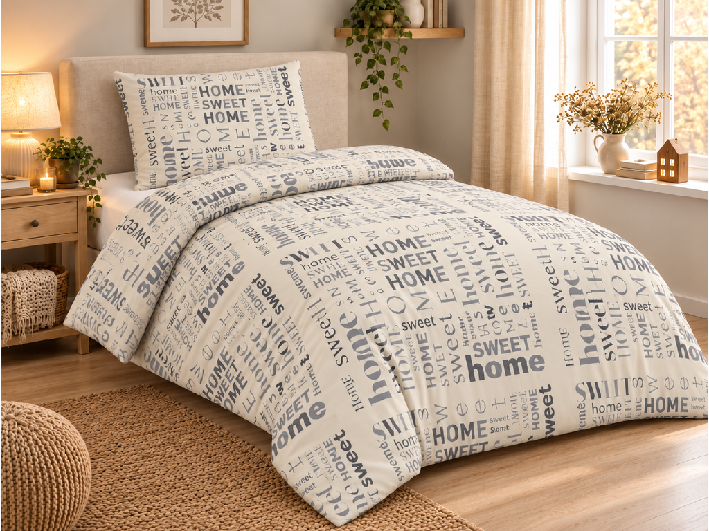 Jerry Fabrics Povlečení mikroflanel 140x200 + 70x90 cm - Home sweet home
