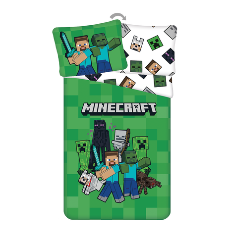 Jerry Fabrics Povlečení z mikrovlákna 140x200 + 70x90 cm - Minecraft "Block Stack"