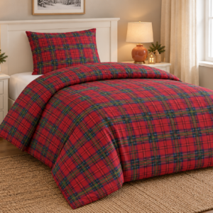 Jerry Fabrics Vánoční bavlněné povlečení 140x200 + 70x90 cm - Kárované červené