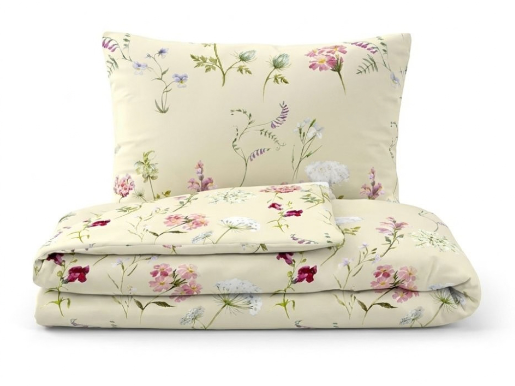 Kvalitex Bavlněné povlečení DELUX 140x200 + 70x90 cm - BOTANICA smetanová