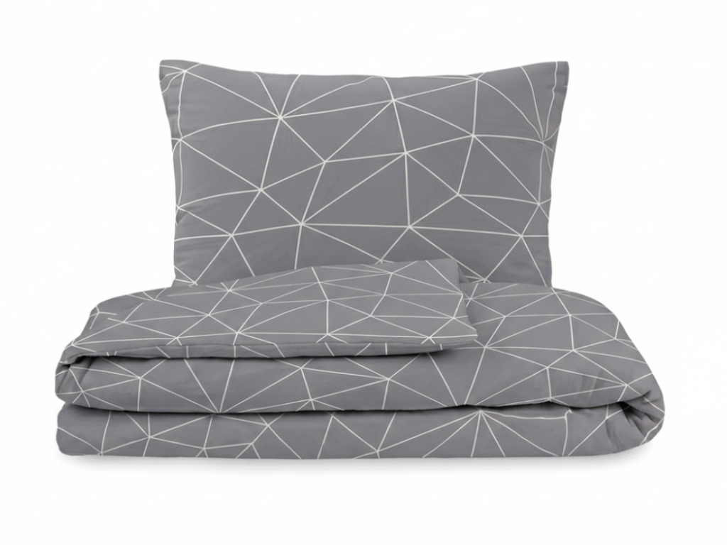 Kvalitex Bavlněné povlečení NORDIC COLLECTION 140x200 + 70x90 cm - GRID šedé