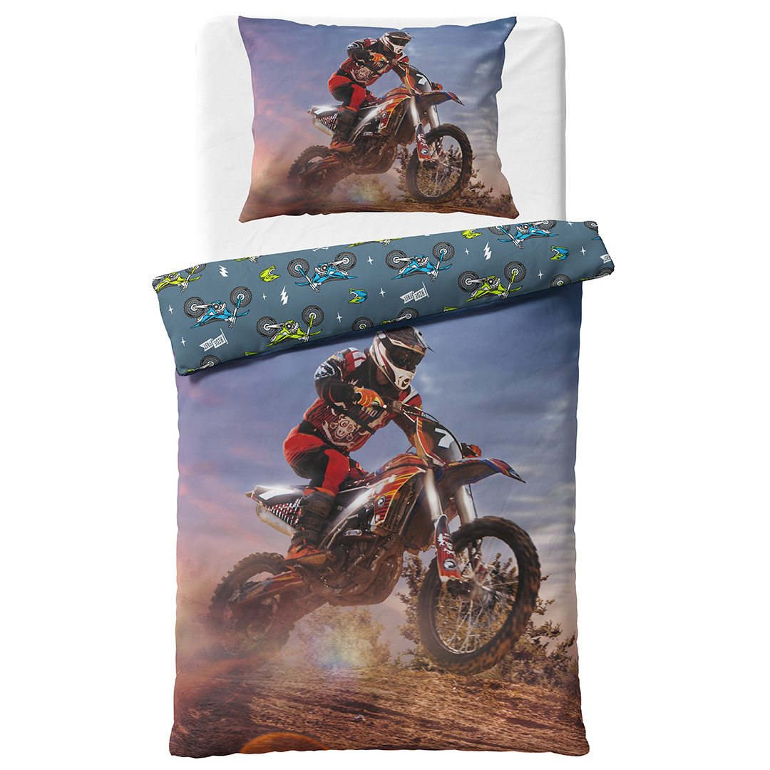 TipTrade Bavlněné povlečení 140x200 + 70x90 cm - Motokros závod v poušti