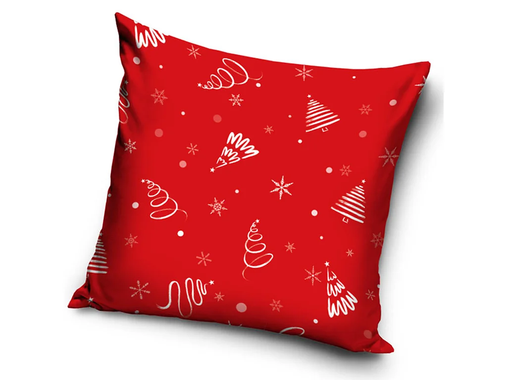 TipTrade Vánoční povlak na polštářek 45x45 cm - Vločky a stromečky