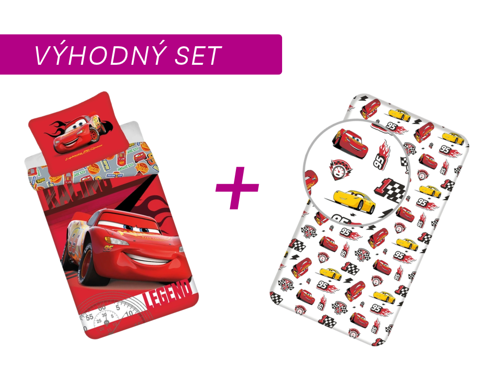 Výhodná sada povlečení + prostěradlo Cars