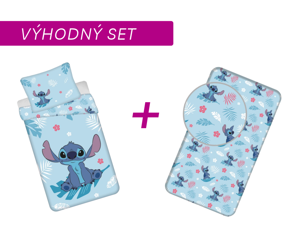 Výhodná sada povlečení + prostěradlo Lilo a Stitch 2