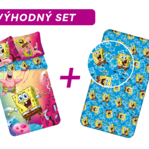 Výhodná sada povlečení + prostěradlo Sponge Bob